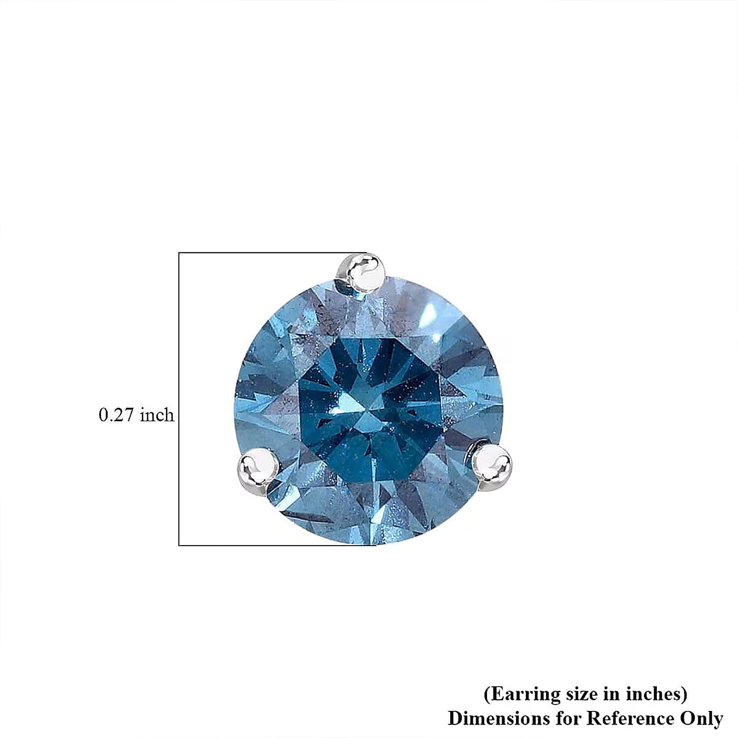 Luxuriant Lab Grown Blue Diamond (IR) VS 1.35 ctw Stud Earrings in Platinum Over Sterling Silver