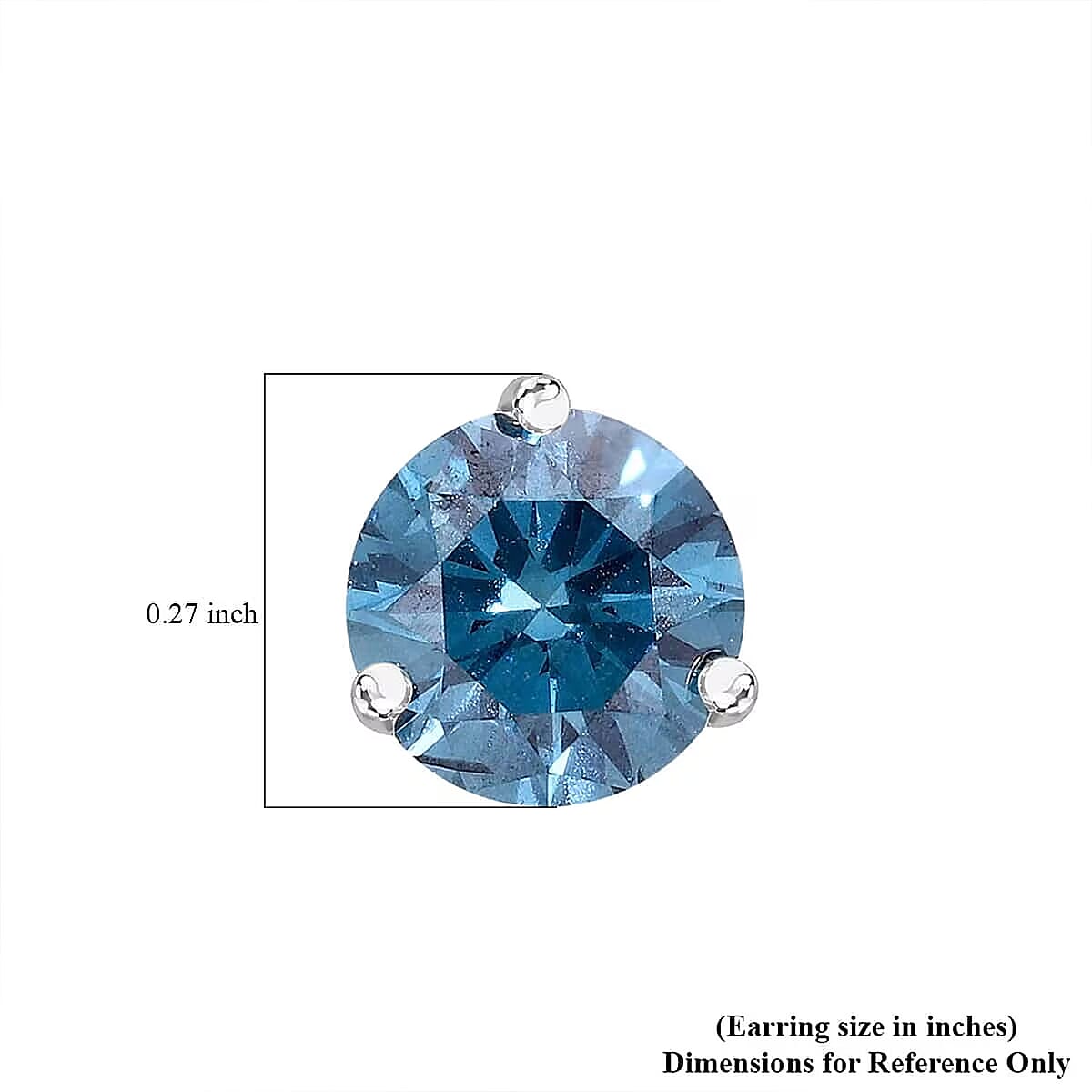 Luxuriant Lab Grown Blue Diamond (IR) VS 1.35 ctw Stud Earrings in Platinum Over Sterling Silver image number 6
