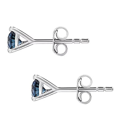 Luxuriant Lab Grown Blue Diamond (IR) VS 1.35 ctw Stud Earrings in Platinum Over Sterling Silver