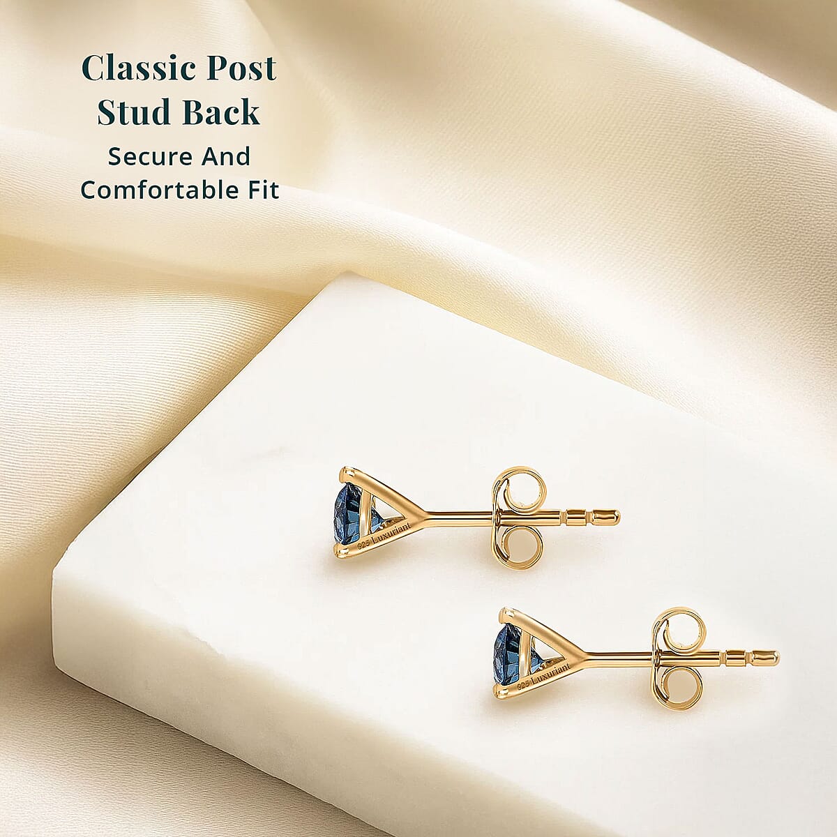Luxuriant Lab Grown Blue Diamond (IR) VS 1.35 ctw Stud Earrings in Vermeil Yellow Gold Over Sterling Silver image number 5