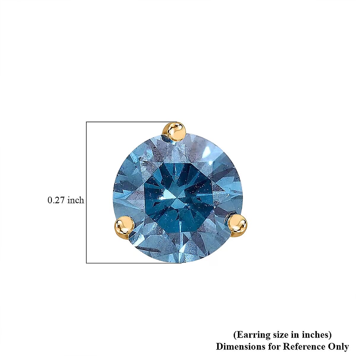 Luxuriant Lab Grown Blue Diamond (IR) VS 1.35 ctw Stud Earrings in Vermeil Yellow Gold Over Sterling Silver image number 6