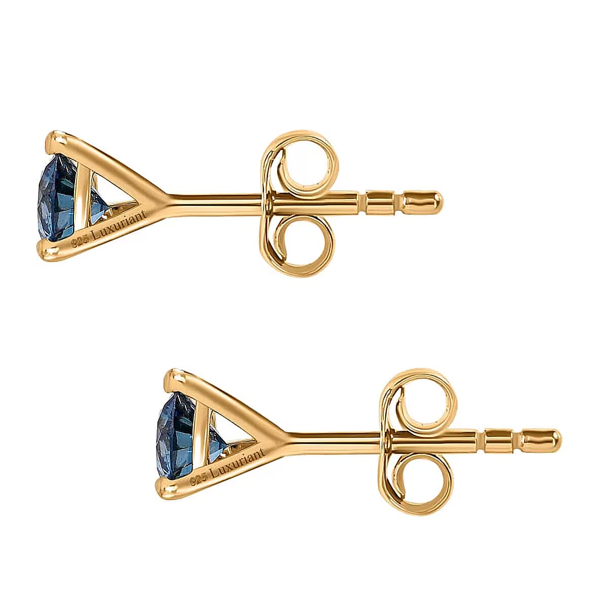 Luxuriant Lab Grown Blue Diamond (IR) VS 1.35 ctw Stud Earrings in Vermeil Yellow Gold Over Sterling Silver image number 7