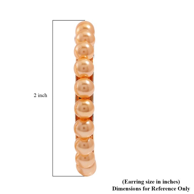 Golden Color Shell Pearl Hoop Earrings in ION Plated YG Stainless Steel