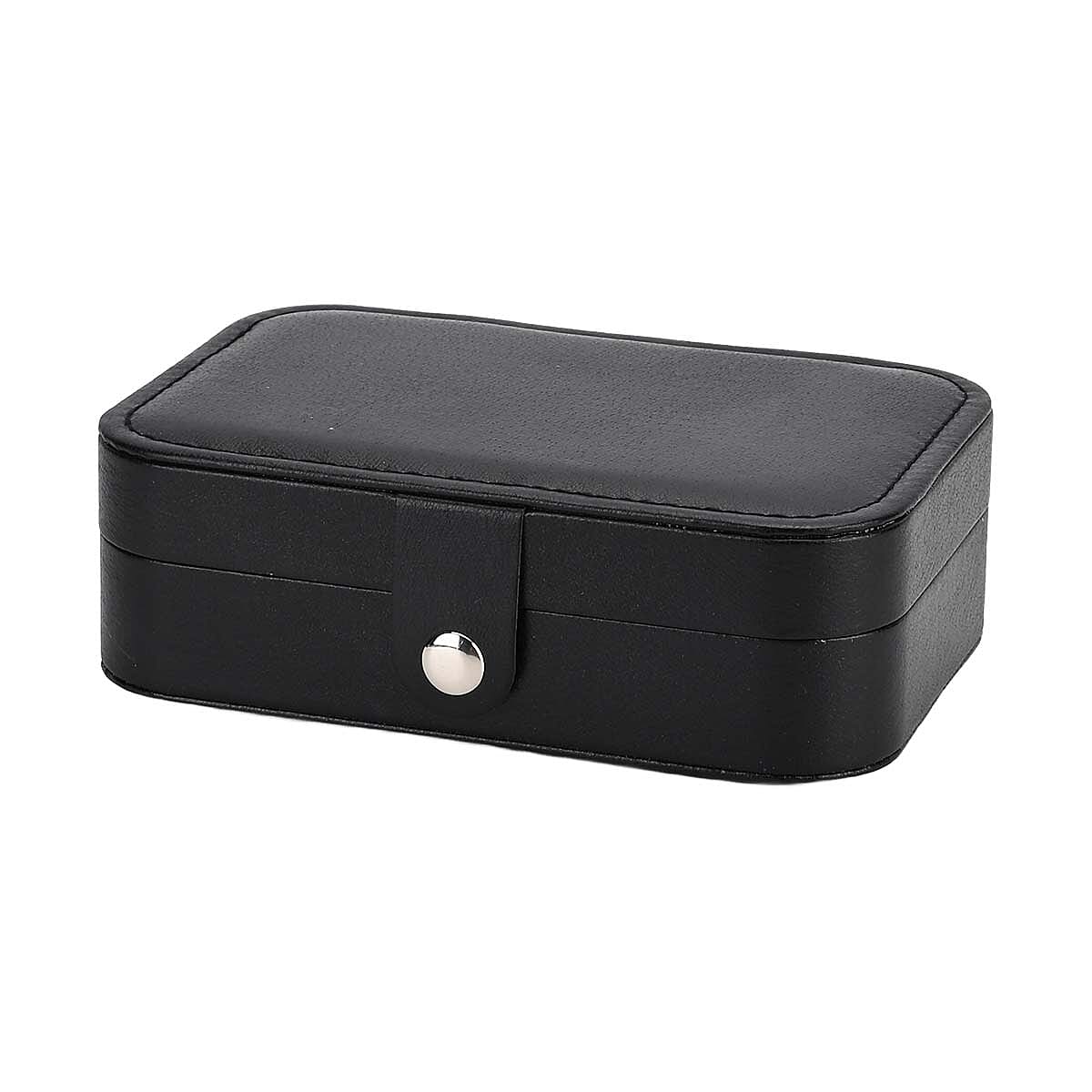 Black Faux Leather Jewelry Box with Button Closure and 20pcs Anti Tarnish Silver Polishing Clean Cloth
