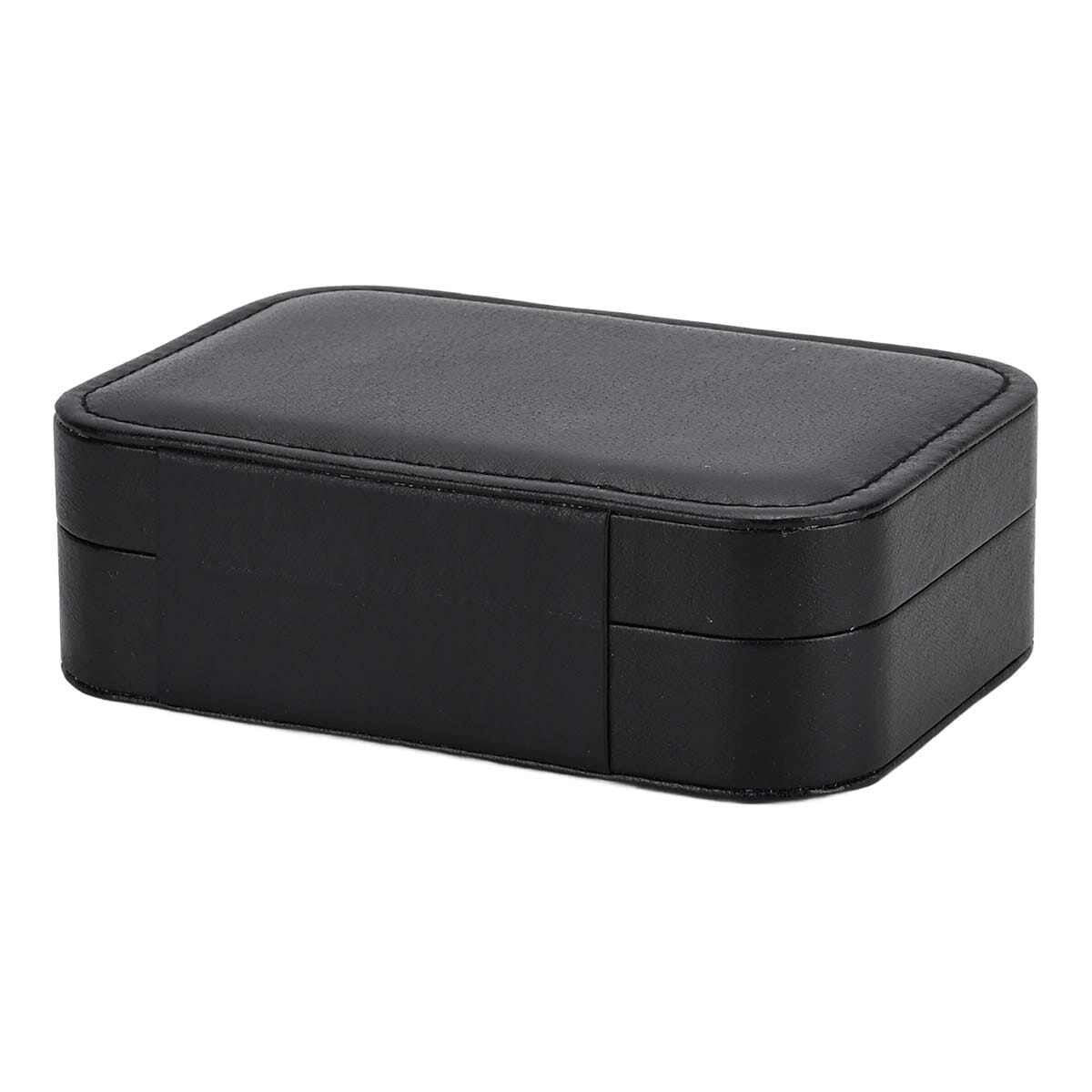 Black Faux Leather Jewelry Box with Button Closure and 20pcs Anti Tarnish Silver Polishing Clean Cloth image number 3
