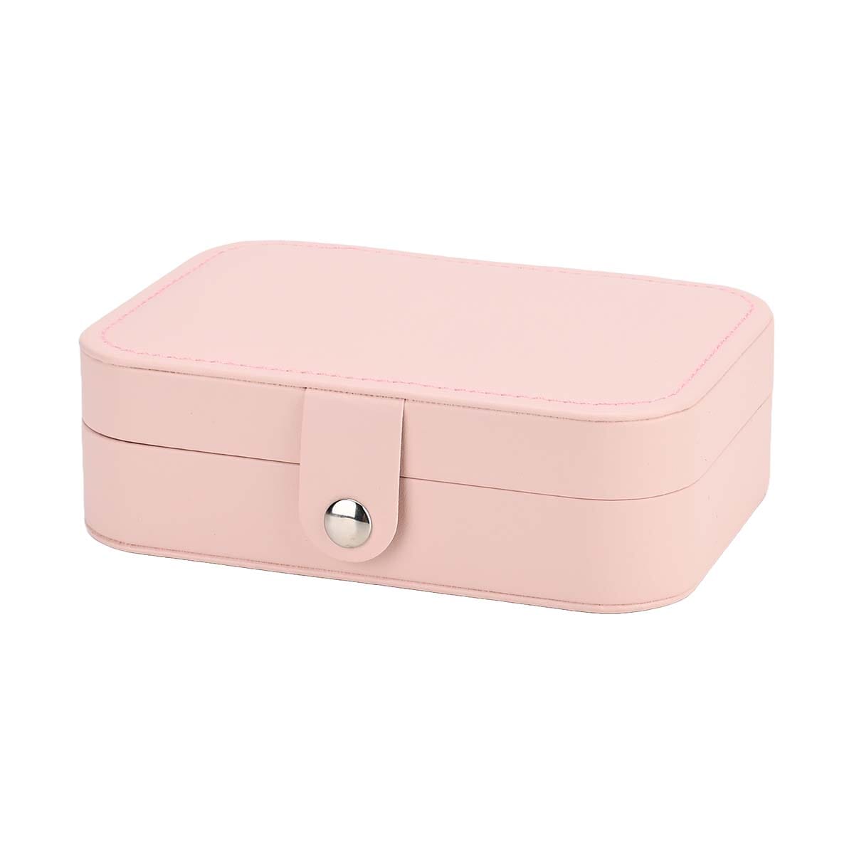 Pink Faux Leather Jewelry Box with Button Closure and 20pcs Anti Tarnish Silver Polishing Clean Cloth image number 2