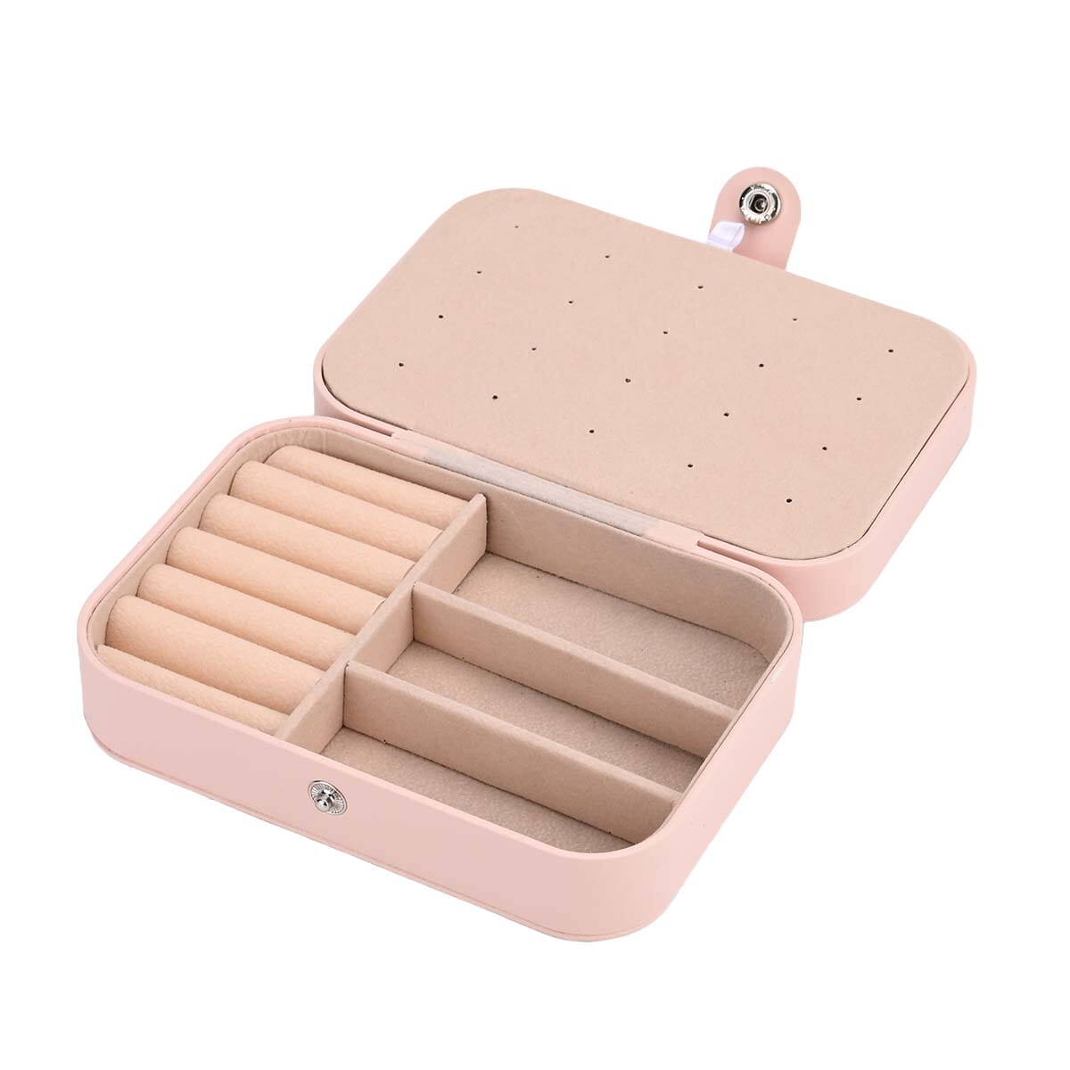 Pink Faux Leather Jewelry Box with Button Closure and 20pcs Anti Tarnish Silver Polishing Clean Cloth image number 5
