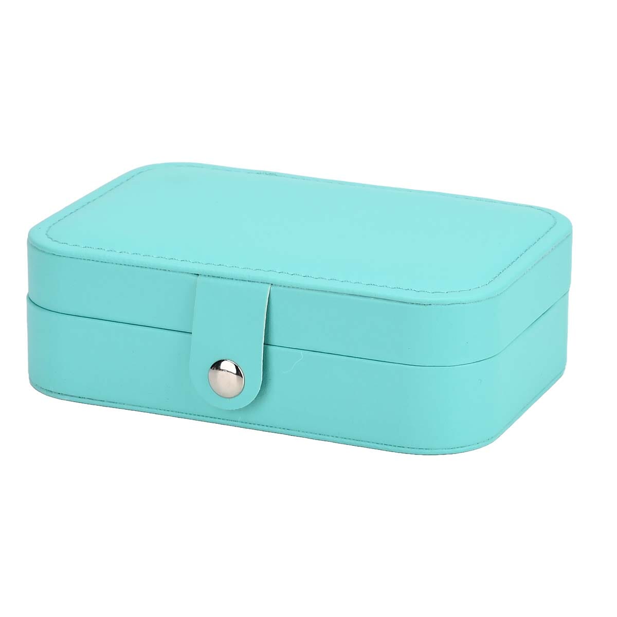 Green Faux Leather Jewelry Box with Button Closure and 20pcs Anti Tarnish Silver Polishing Clean Cloth image number 2