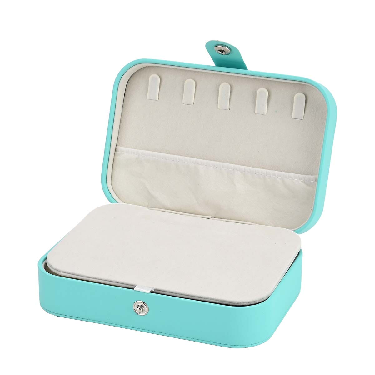 Green Faux Leather Jewelry Box with Button Closure and 20pcs Anti Tarnish Silver Polishing Clean Cloth image number 4