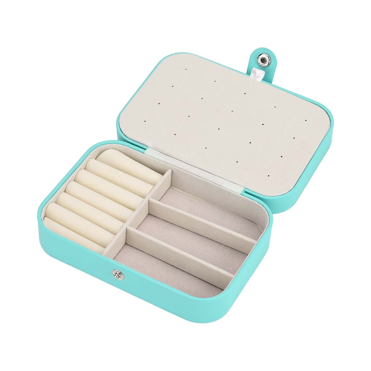Green Faux Leather Jewelry Box with Button Closure and 20pcs Anti Tarnish Silver Polishing Clean Cloth image number 5