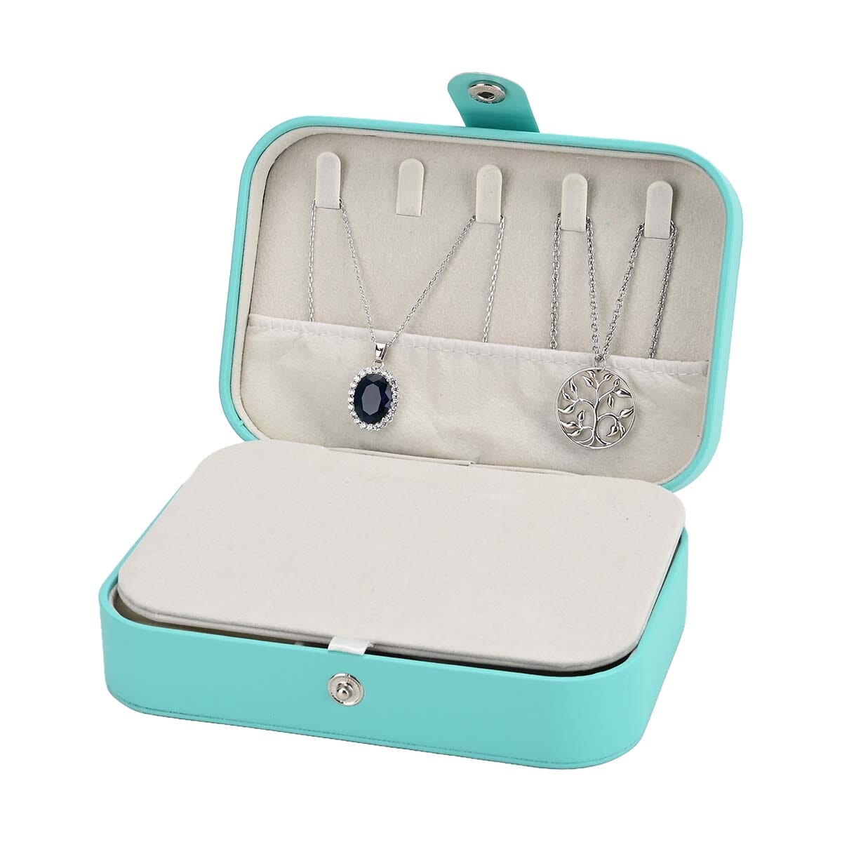 Green Faux Leather Jewelry Box with Button Closure and 20pcs Anti Tarnish Silver Polishing Clean Cloth image number 6