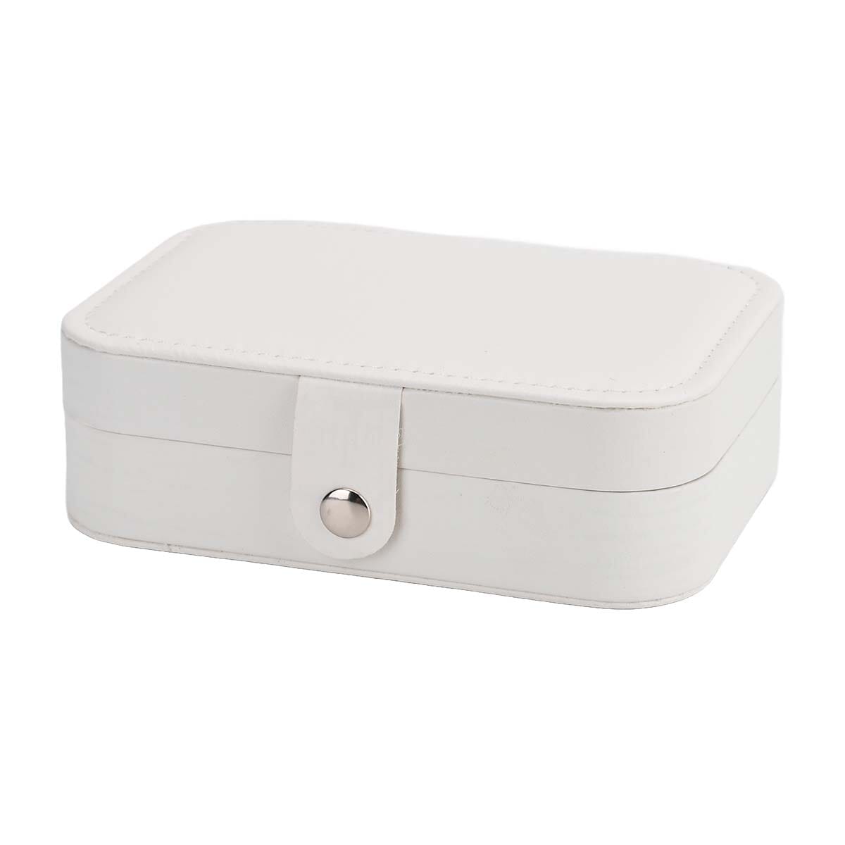Cream Faux Leather Jewelry Box with Button Closure and 20pcs Anti Tarnish Silver Polishing Clean Cloth image number 2