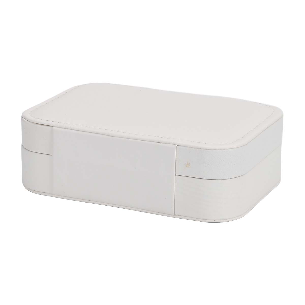 Cream Faux Leather Jewelry Box with Button Closure and 20pcs Anti Tarnish Silver Polishing Clean Cloth image number 3