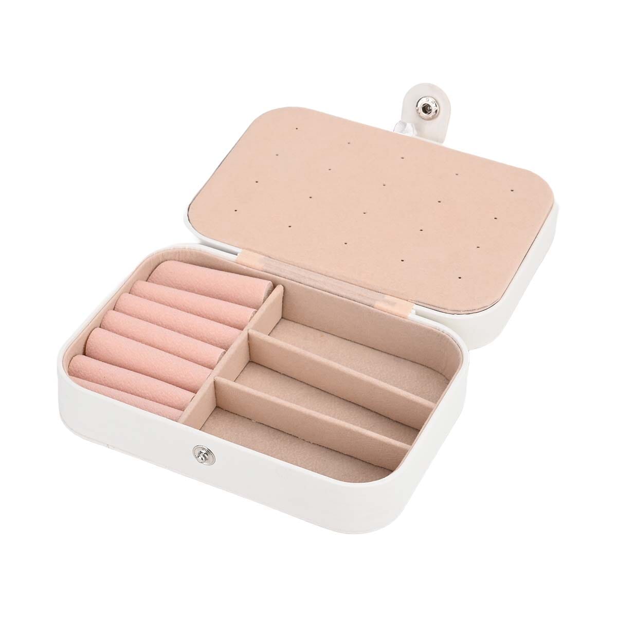 Cream Faux Leather Jewelry Box with Button Closure and 20pcs Anti Tarnish Silver Polishing Clean Cloth image number 5