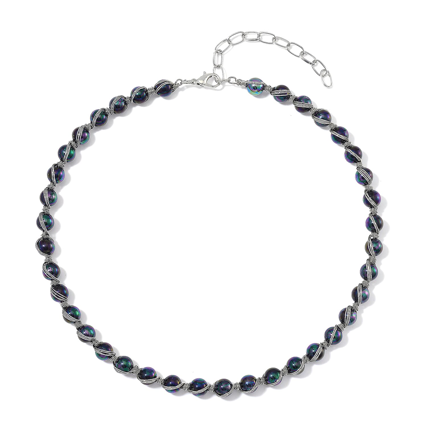 Doorbuster White Shell Pearl Beaded Chocker Necklace (16-20 Inches) in Silvertone