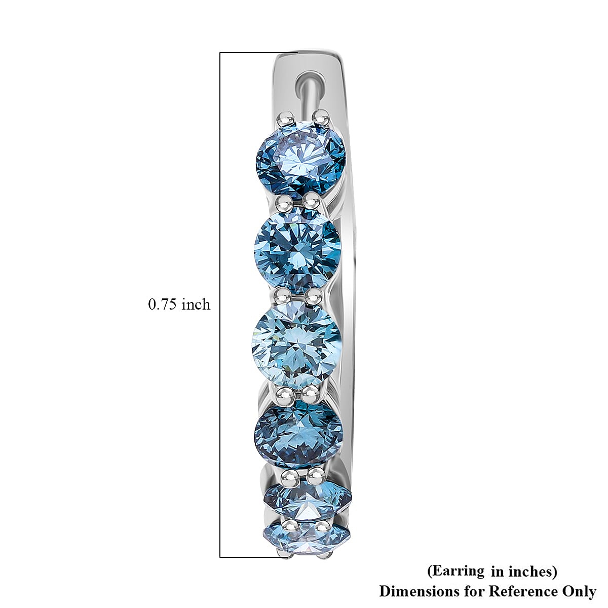 Luxuriant Lab Grown Blue Diamond (IR) VS 2.20 ctw Hoop Earrings in Platinum Over Sterling Silver