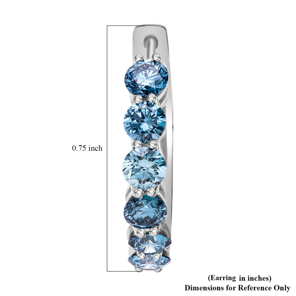 Luxuriant Lab Grown Blue Diamond VS 2.20 ctw Hoop Earrings in Platinum Over Sterling Silver image number 5