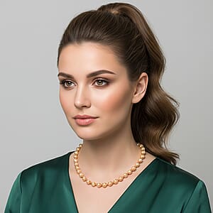 Golden Color Shell Pearl Chocker Necklace in Goldtone 16-20 Inches