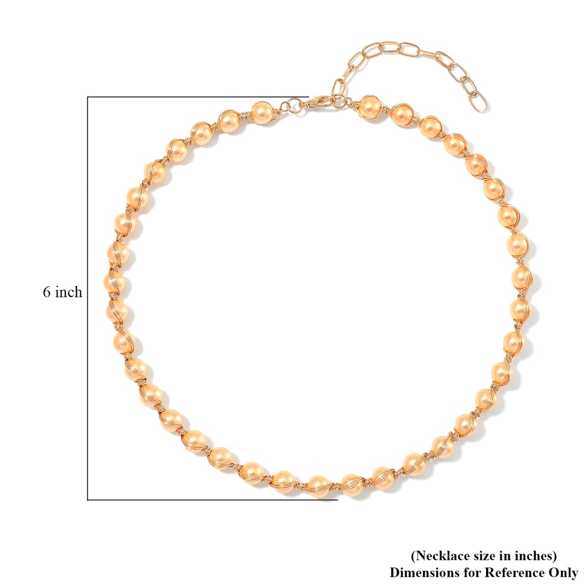 Doorbuster Golden Color Shell Pearl Beaded Chocker Necklace in Goldtone 16-20 Inches image number 4