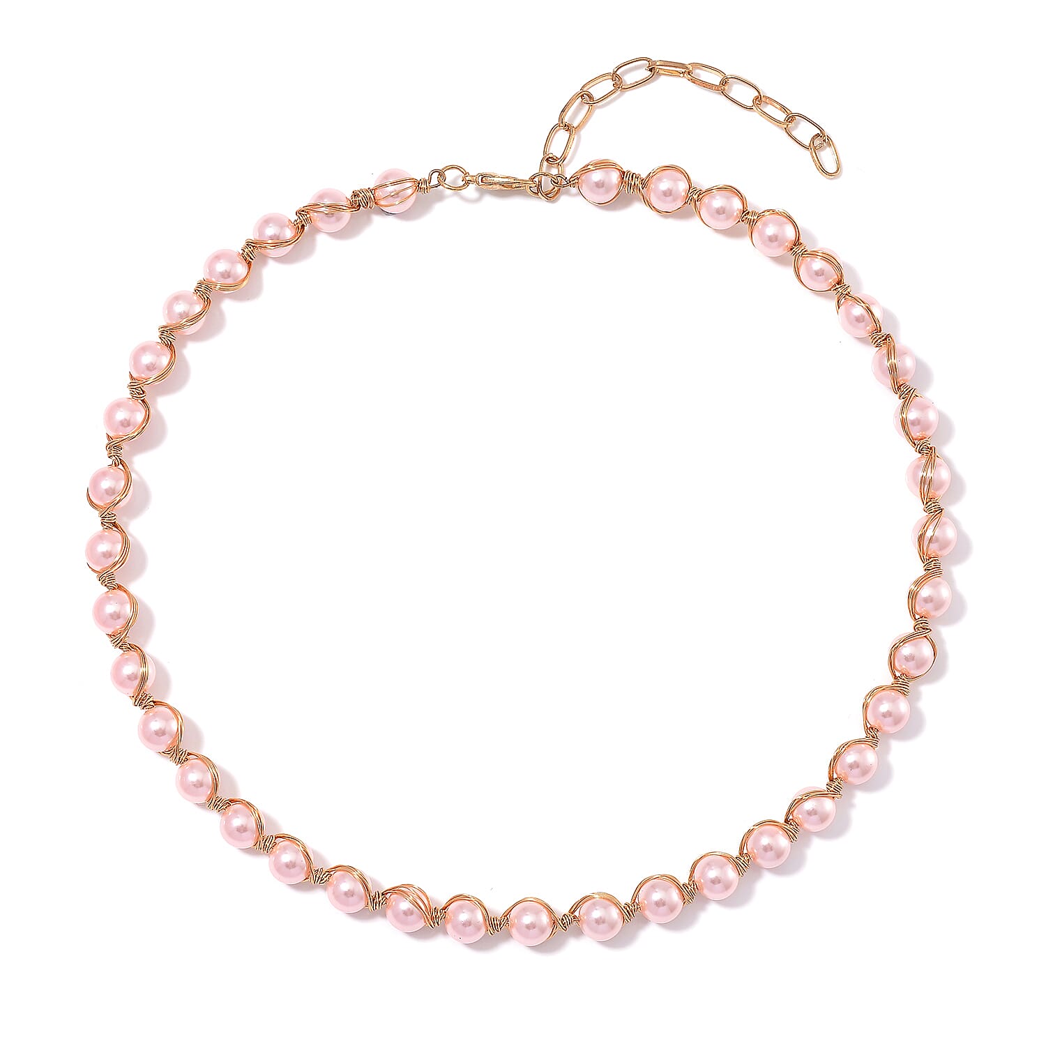 Doorbuster White Shell Pearl Beaded Chocker Necklace (16-20 Inches) in Silvertone
