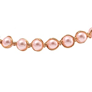 Peach Shell Pearl Chocker Necklace in Goldtone 16-20 Inches