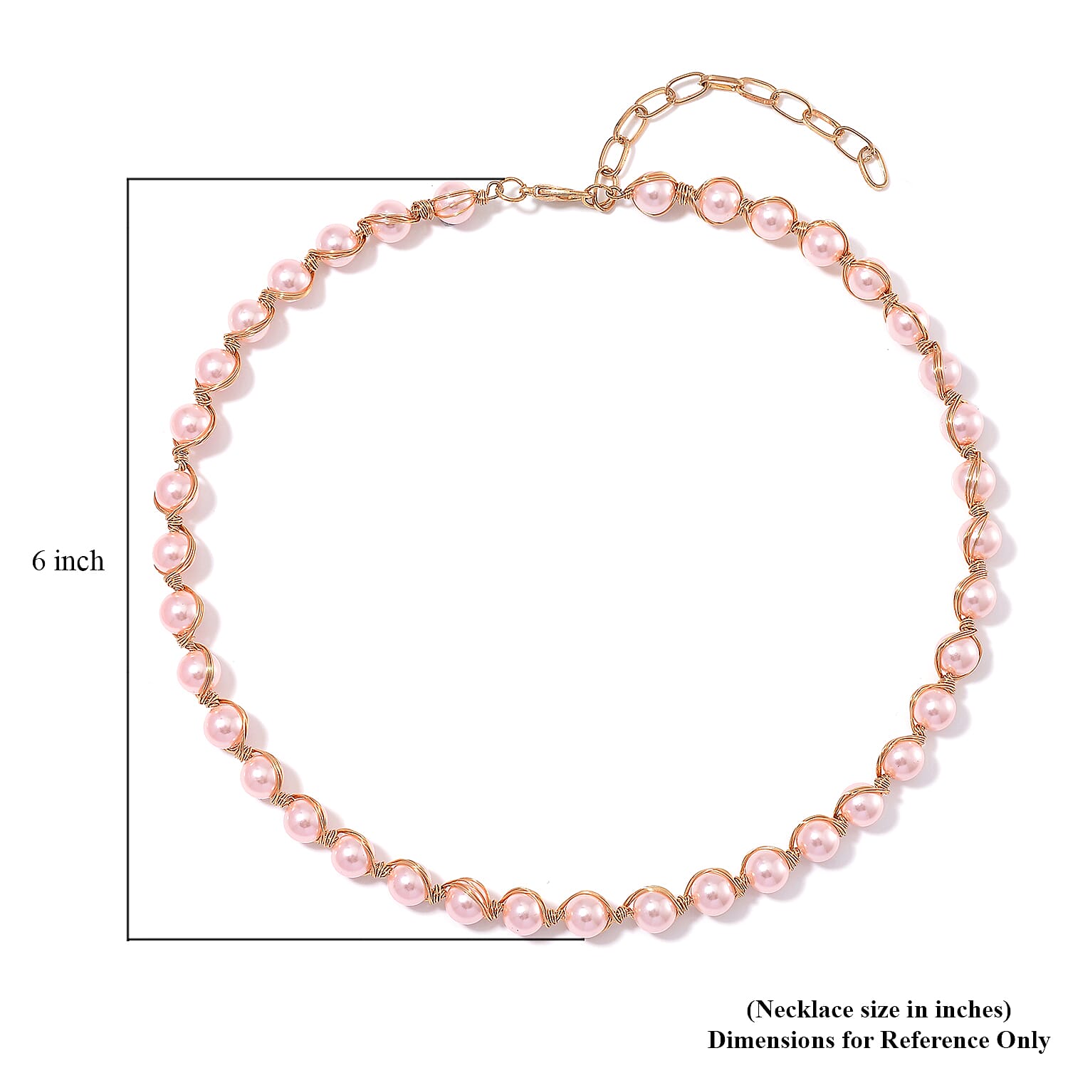 Peach Shell Pearl Chocker Necklace in Goldtone 16-20 Inches