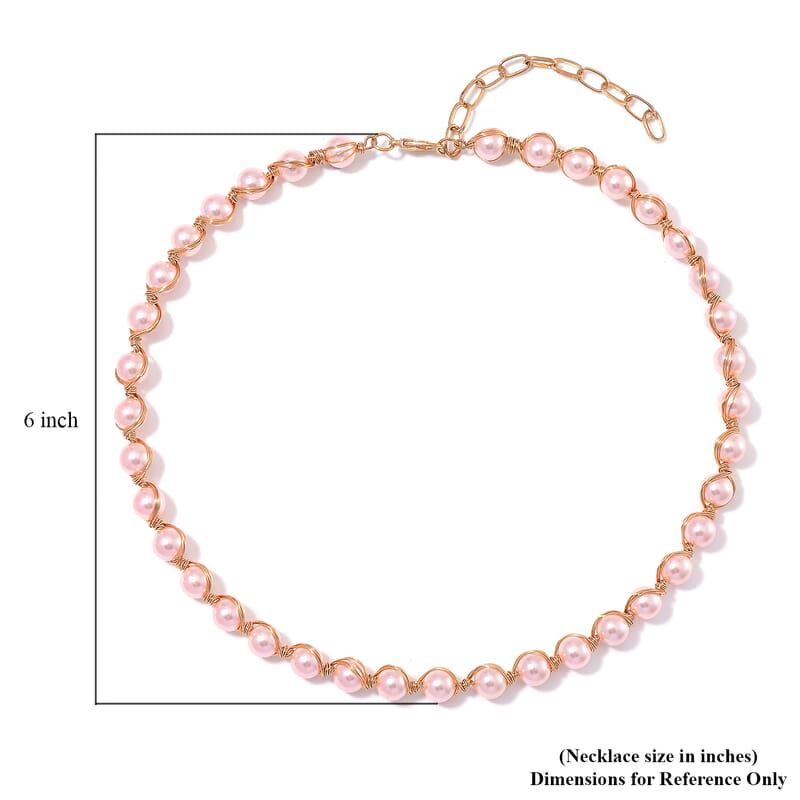 Peach Shell Pearl Chocker Necklace in Goldtone 16-20 Inches