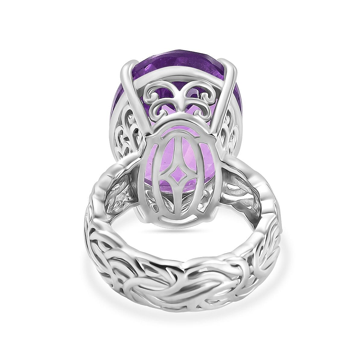 Karis African Amethyst 18.15 ctw Solitaire Ring in Platinum Bond (Size 10.0)