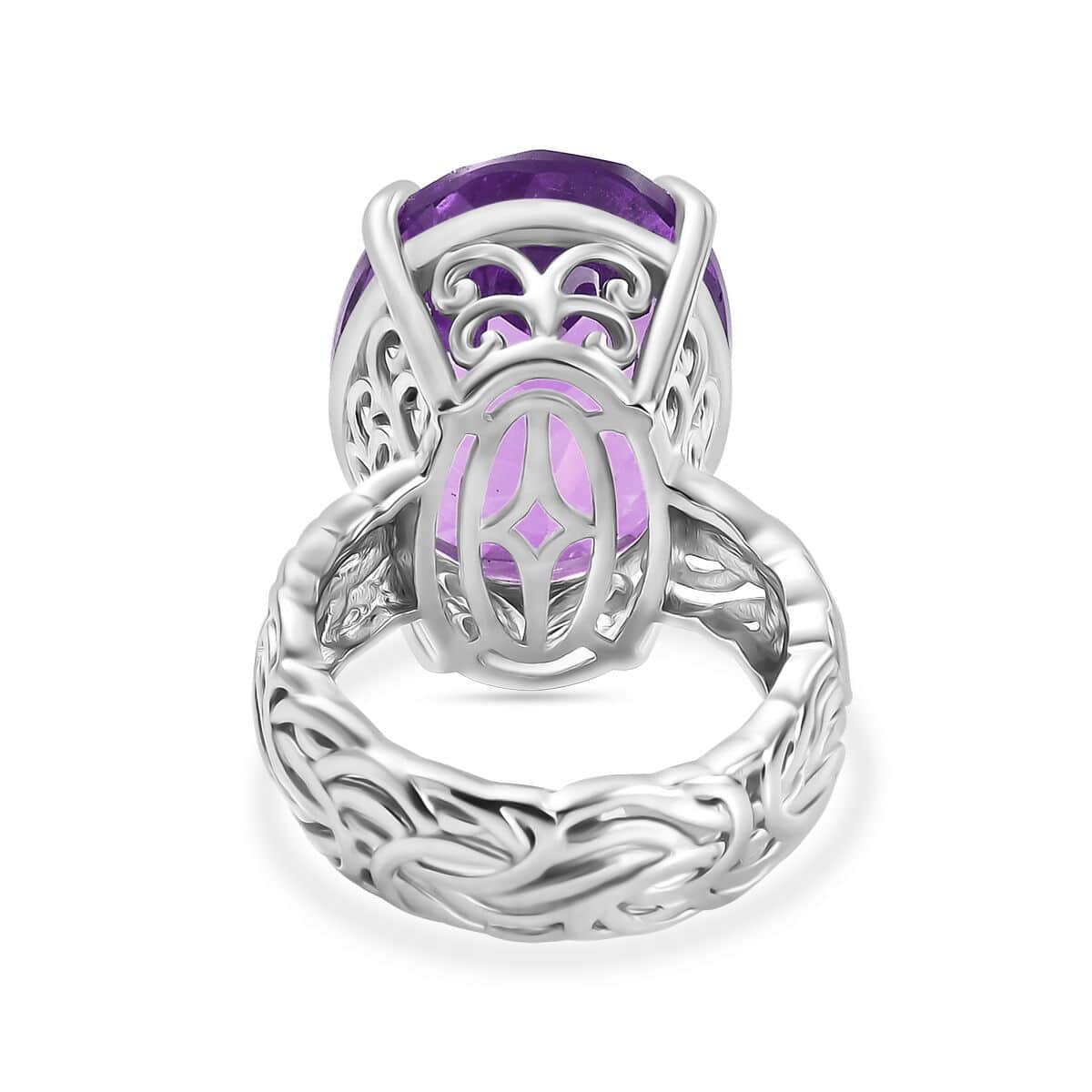 Karis African Amethyst 18.15 ctw Solitaire Ring in Platinum Bond (Size 10.0) image number 4