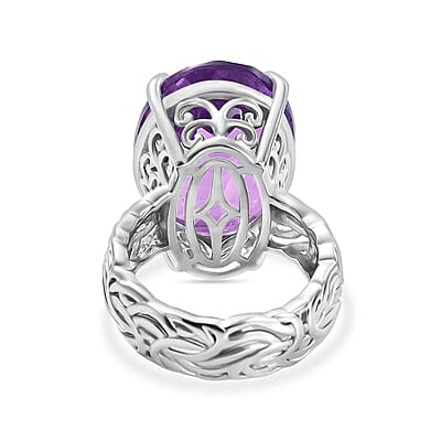Karis African Amethyst 18.15 ctw Solitaire Ring in Platinum Bond (Size 10.0)