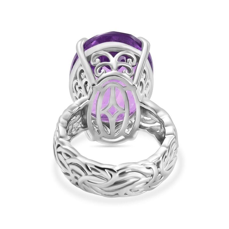 Karis African Amethyst 18.15 ctw Solitaire Ring in Platinum Bond (Size 10.0)