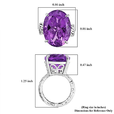 Karis African Amethyst 18.15 ctw Solitaire Ring in Platinum Bond (Size 10.0)