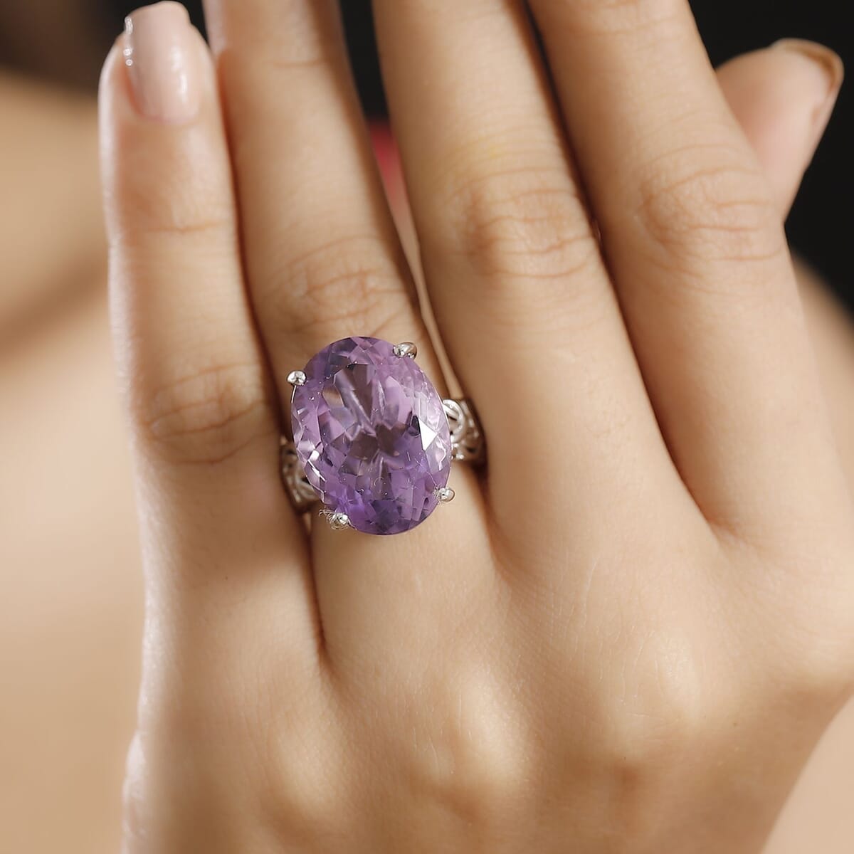 Karis African Amethyst 18.15 ctw Solitaire Ring in Platinum Bond (Size 11.0) image number 2