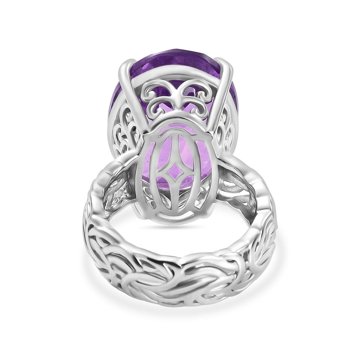 Karis African Amethyst 18.15 ctw Solitaire Ring in Platinum Bond (Size 11.0) image number 4