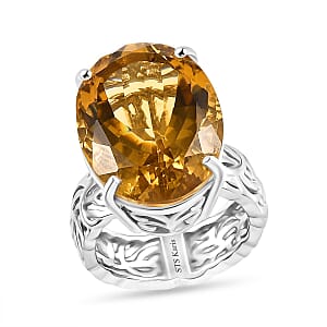 Karis Brazilian Citrine 17.65 ctw Solitaire Ring in Platinum Bond (Size 7.0)