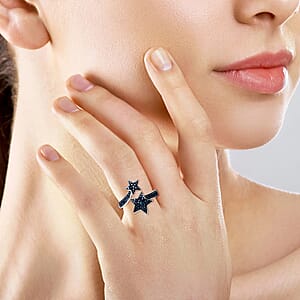 Blue Diamond 0.50 ctw Bypass Star Ring in Platinum Over Sterling Silver (Size 9.0)