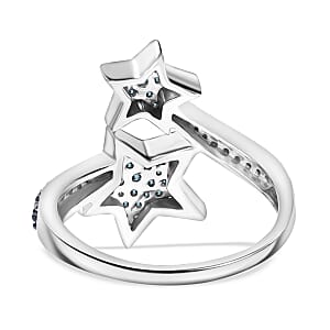 Blue Diamond 0.50 ctw Bypass Star Ring in Platinum Over Sterling Silver (Size 9.0)