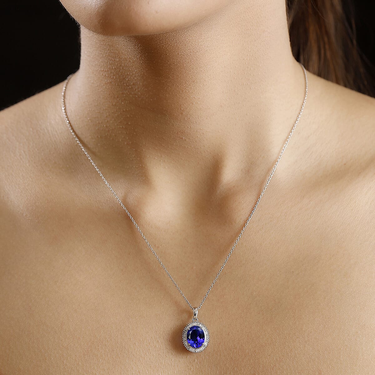 Rhapsody AAAA Tanzanite and Diamond E-F VS 4.60 ctw Pendant without Chain in 950 Platinum image number 1
