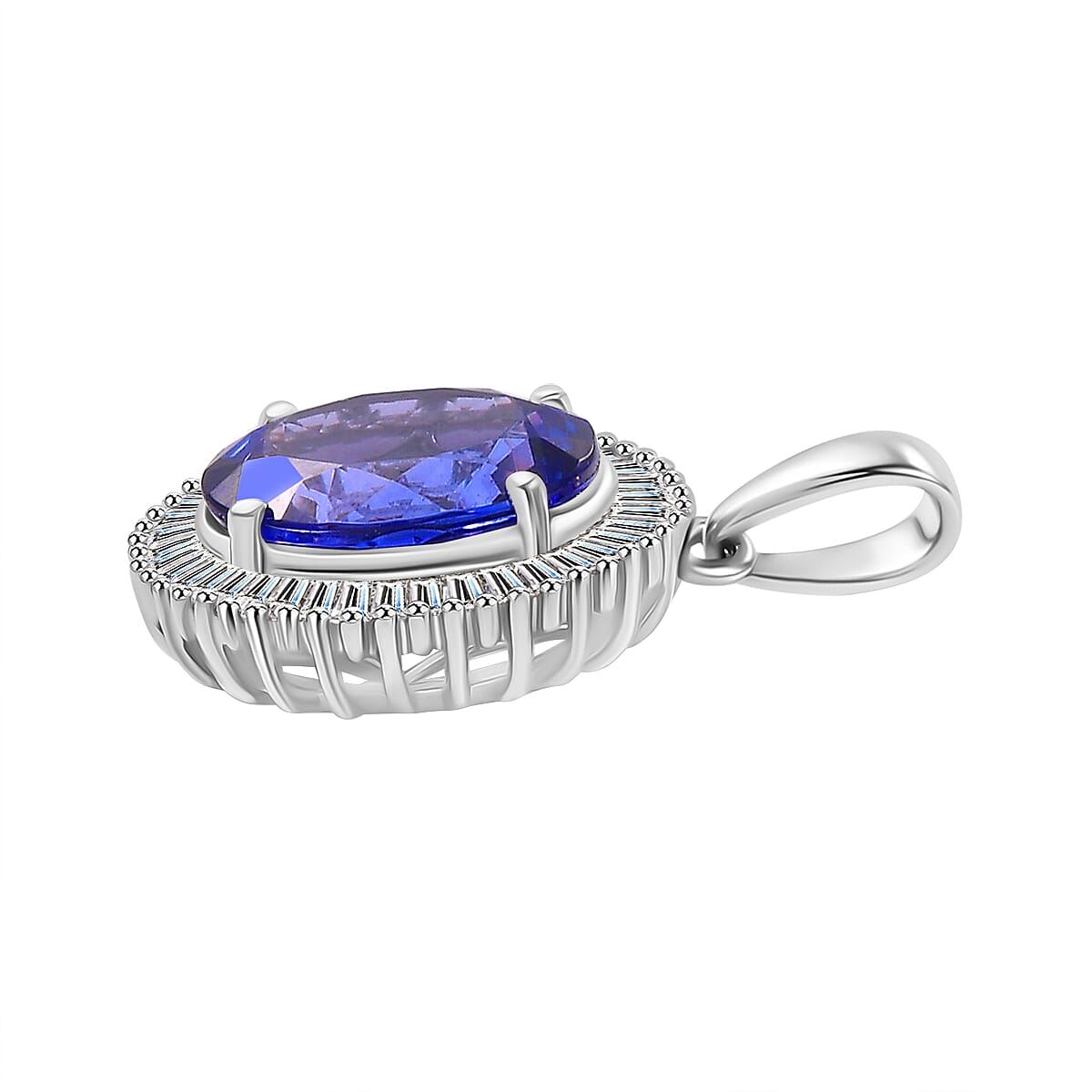 Rhapsody AAAA Tanzanite and Diamond E-F VS 4.60 ctw Pendant without Chain in 950 Platinum image number 3
