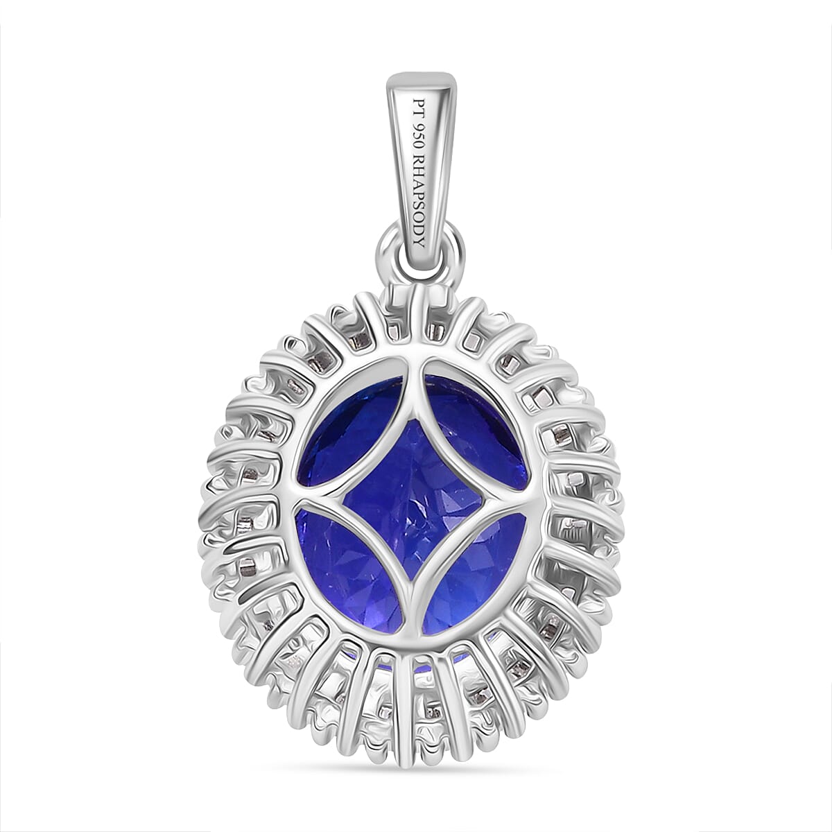 Rhapsody AAAA Tanzanite and Diamond E-F VS 4.60 ctw Pendant without Chain in 950 Platinum image number 4