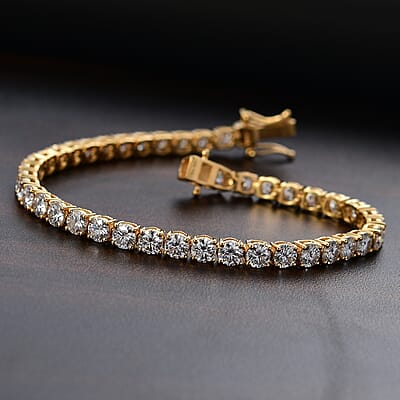 Moissanite 9.40 ctw Bracelet in 18K Vermeil Yellow Gold Over Sterling Silver (7.25 In)