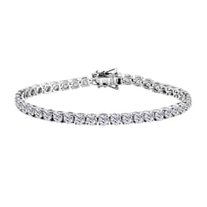 Moissanite 9.40 ctw Bracelet in Rhodium Over Sterling Silver (7.25 In)