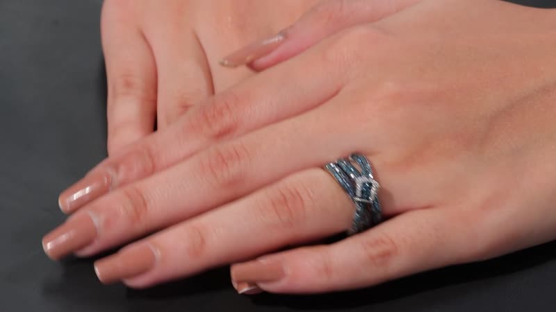 Blue Diamond (IR), Diamond Buckle Ring in Rhodium Over Sterling Silver (Size 6.0) 1.00 ctw