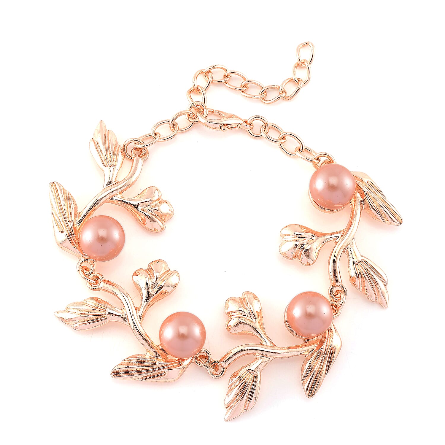 TLV White Shell Pearl Bracelet (7-9In) in Silvertone