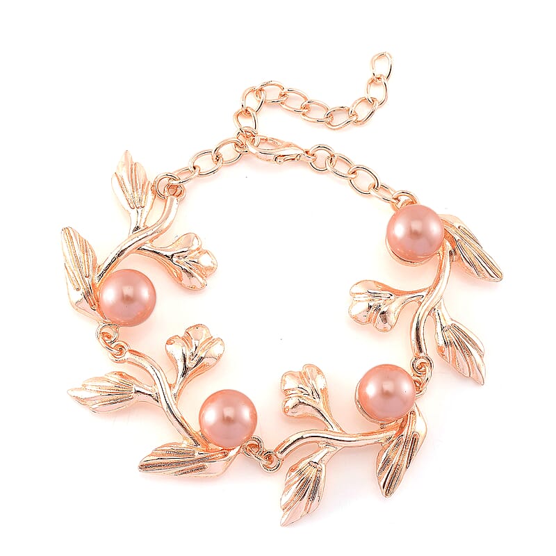 Peach Shell Pearl Bracelet (7-9In) in Rosetone
