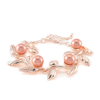 Peach Shell Pearl Bracelet (7-9In) in Rosetone