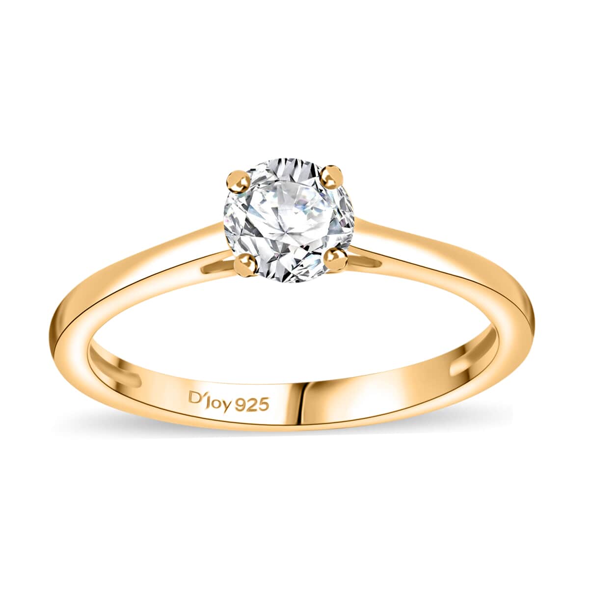 Moissanite 0.40 ctw Solitaire Ring in 18K Vermeil Yellow Gold Over Sterling Silver image number 0