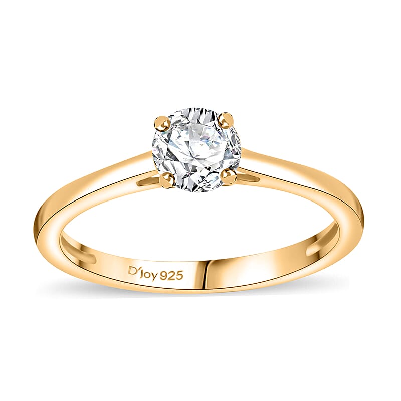 Moissanite 0.40 ctw Solitaire Ring in 18K Vermeil Yellow Gold Over Sterling Silver (Size 10.0)