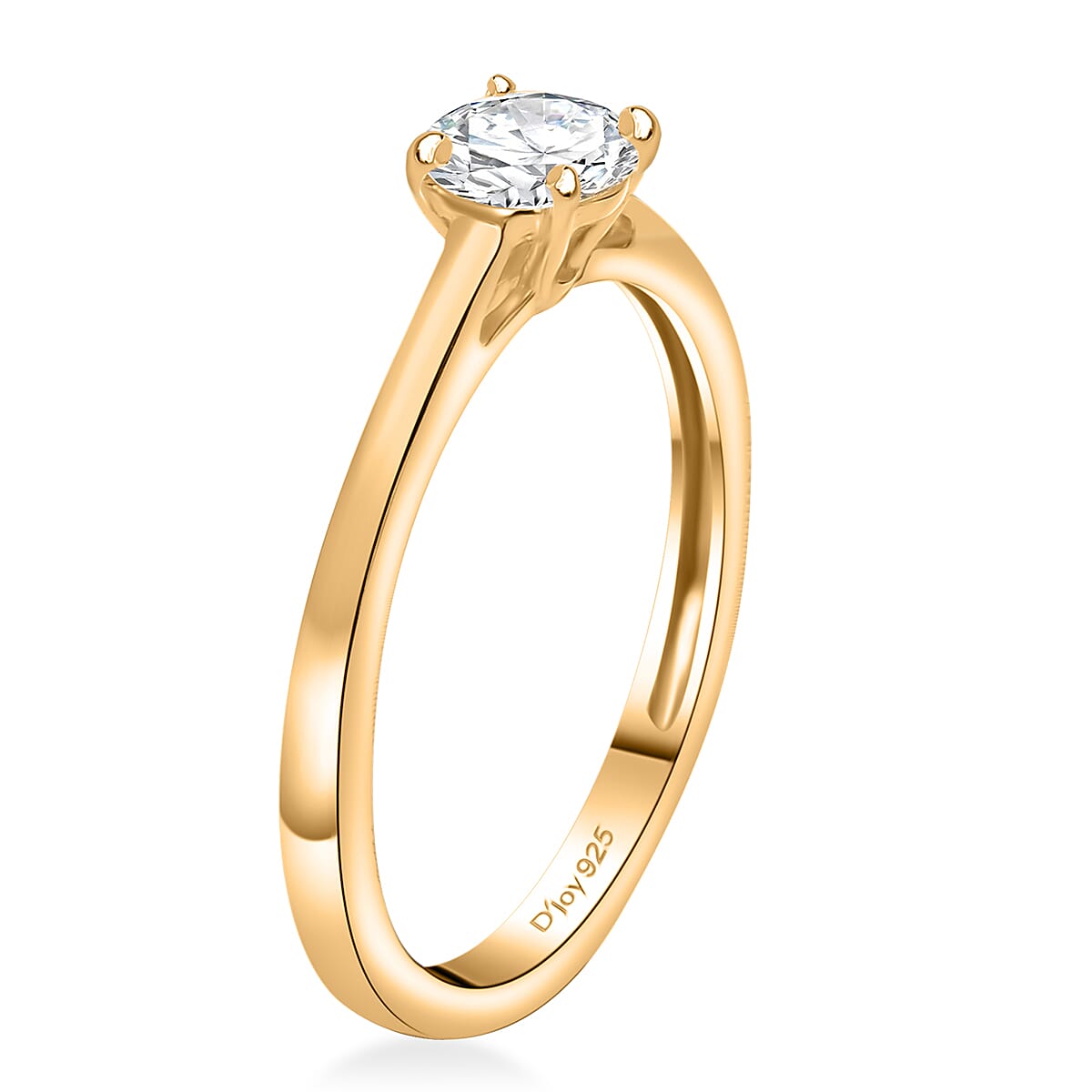 Moissanite 0.40 ctw Solitaire Ring in 18K Vermeil Yellow Gold Over Sterling Silver (Size 10.0)