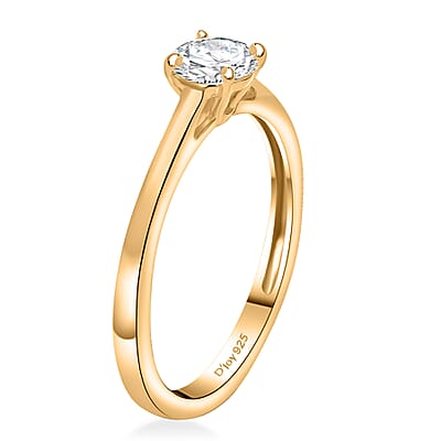 Moissanite 0.40 ctw Solitaire Ring in 18K Vermeil Yellow Gold Over Sterling Silver (Size 10.0)